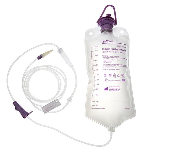 Enteral Feeding Administration Kit, Includes: 1200 ml Bag Pump Set with ENFit Connector and Transition Connector, 30/cs