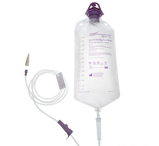 Enteral Feeding Administration Kit, Includes: 1200 ml Bag Gravity Set with ENFit Connector and Transition Connector, 30/cs