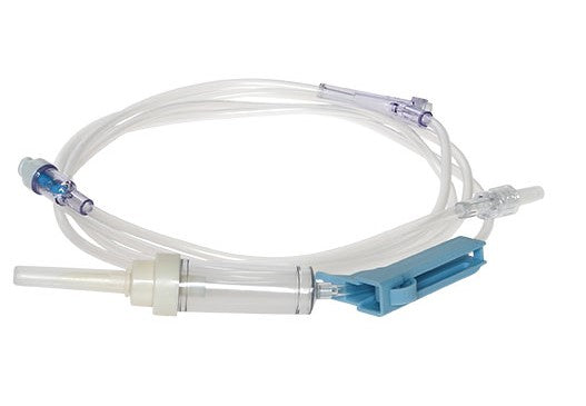IV Admin Set, Vented/ Non-Vented, Pre-Pierced Y-Site, MicroClave Clear Needle-Free Y-Site,  Rotating Male Luer Lock, 10 Drops Per mL, 84" Length, 10.5 mL Priming Volume, 50/cs