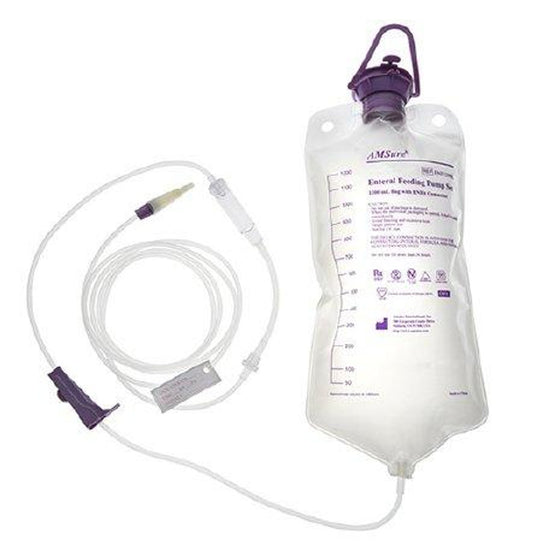 Enteral Feeding Gravity Set, 1200 ml Bag, Large Bore Tubing with ENFIT and Transition Connectors, DEHP-Free, 30/cs