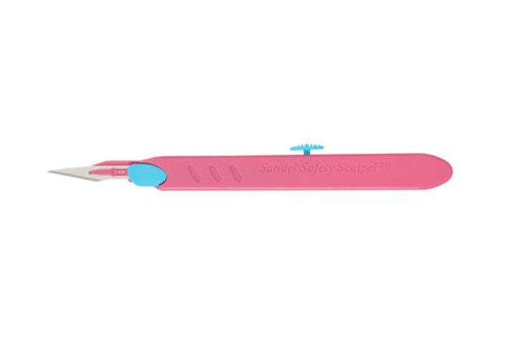 Non-Weighted Safety Scalpel, #3 Handle with #11 Blade, Blue Shield, TIME OUT Sleeve, Sterile, 12/bx, 8 bx/cs (US Only)