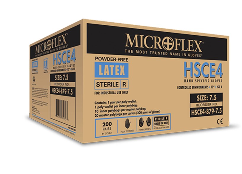 Exam Gloves, CleanRoom Class 10,  Sterile, Latex, Powder-Free, Silicone-Free, 12", Packaged to Allow Aseptic Donning, Size 8, 10pr/polybag 20polybags/cs (US Only)