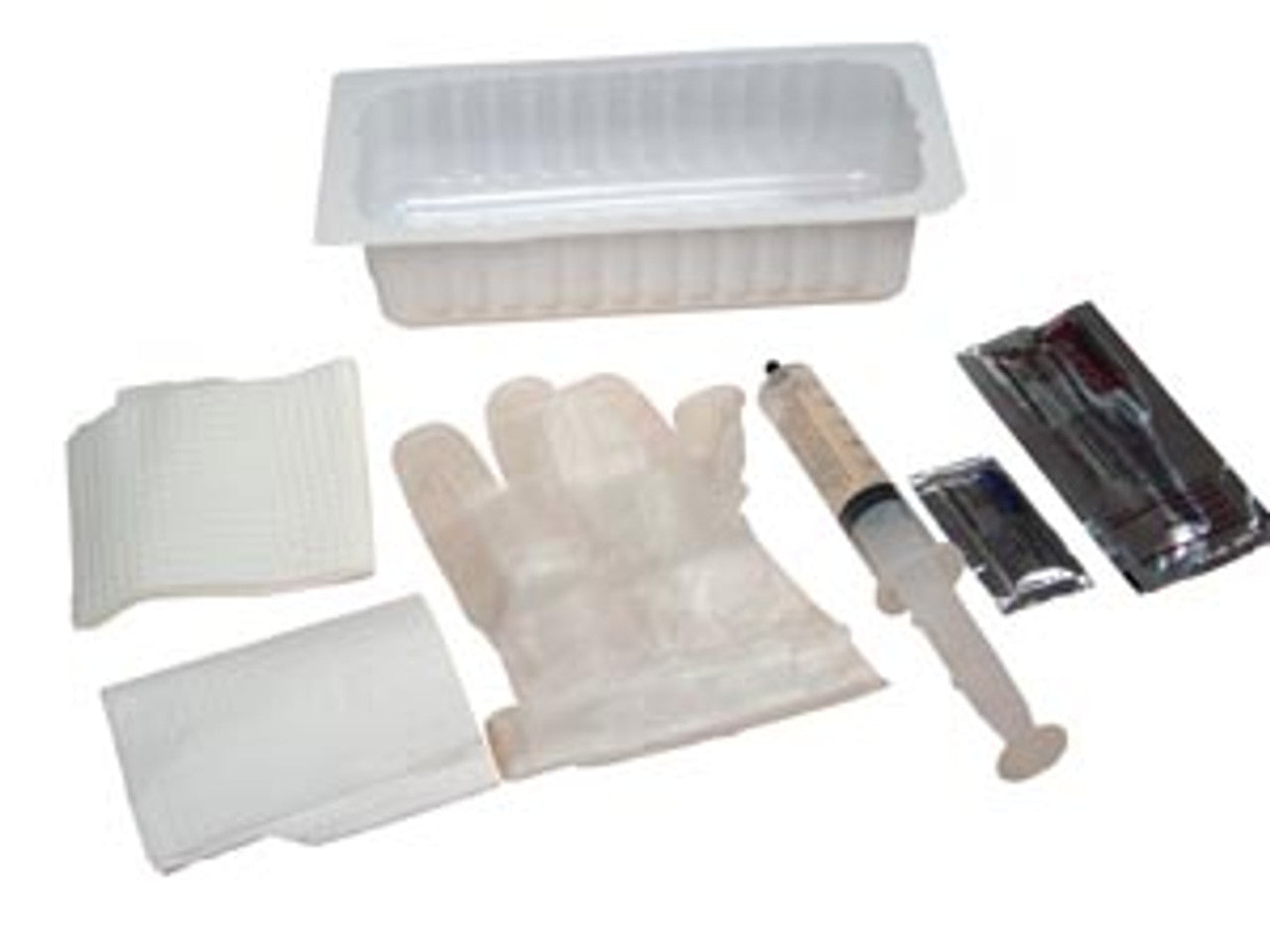Foley Tray, 1000 ml Outer Tray, Includes: 30 cc Syringe Prefilled with Sterile Water, Vinyl Powder-Free Gloves, Waterproof and Fenestrated Drapes, Lubricating Jelly and (3) BZK Swabsticks, 20/cs