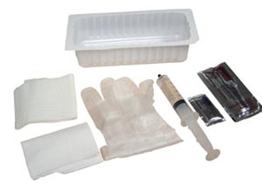 Foley Tray, 1000 ml Outer Tray, Includes: 30 cc Syringe Prefilled with Sterile Water, Vinyl Powder-Free Gloves, Waterproof and Fenestrated Drapes, Lubricating Jelly and (3) BZK Swabsticks, 20/cs