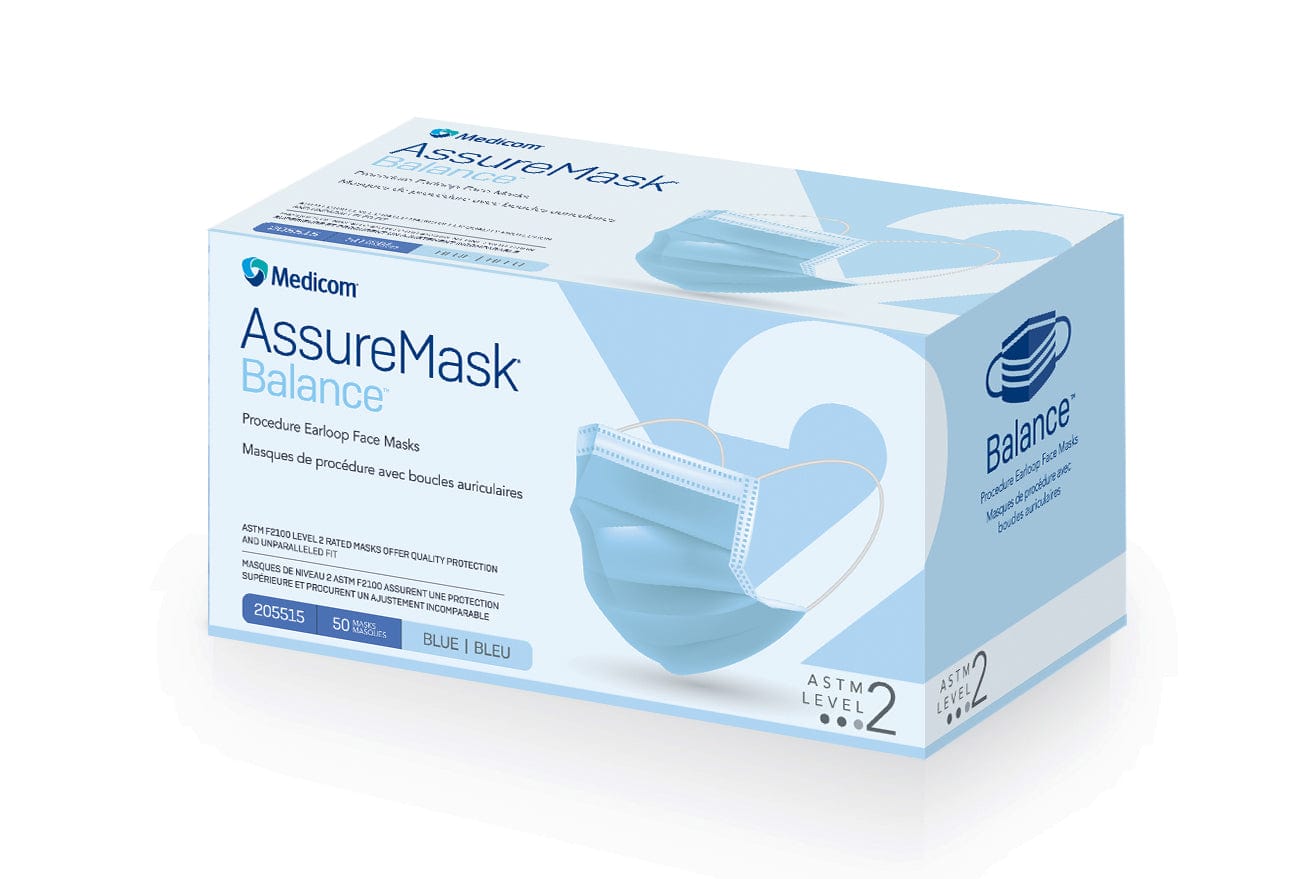 Procedure Earloop Face Mask, Blue, ASTM Level 2, 50/bx, 10bx/cs