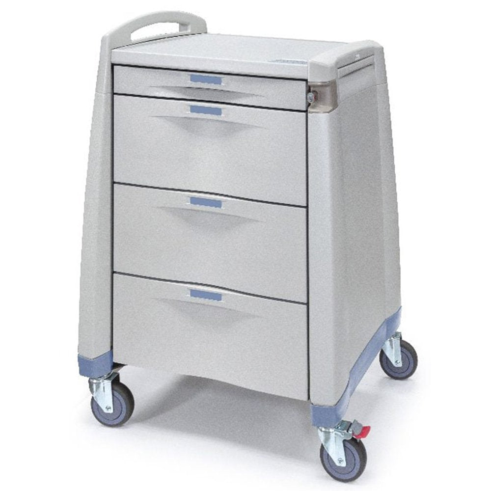 Avalo L Punch Card Medication Cart, Series 1 with Handle, Blush, Salmon Color Drawer Actuators and Bumpers, Core Lock, 1-3" & 3-10" Drawers, Wast Container w/Lid, 10" Standard Narcotic Box (DROP SHIP ONLY)
