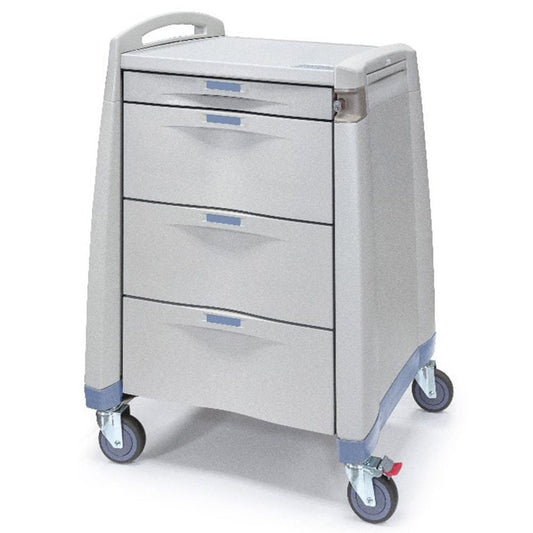 Avalo L Punch Card Medication Cart, Series 1 with Handle, Blush, Salmon Color Drawer Actuators and Bumpers, Core Lock, 1-3" & 3-10" Drawers, Wast Container w/Lid, 10" Standard Narcotic Box (DROP SHIP ONLY)
