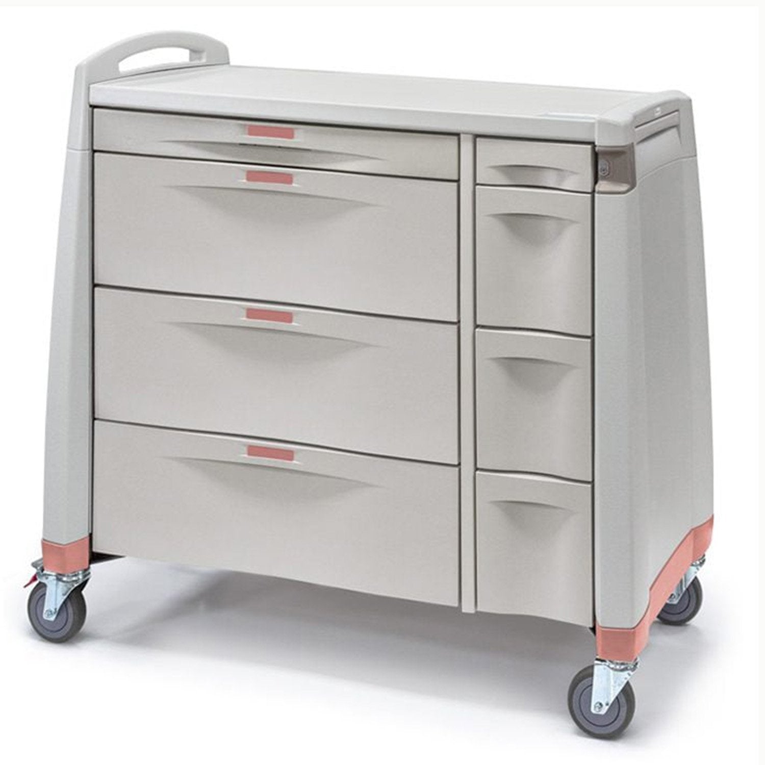 Avalo XL Punch Card Medication Cart, Series 1 with Handle, Standard Size, Core Lock - 2 Keys, Series 1  with Handle, 1-3.4" L Top Drawer, 3-10" L Card Drawers, 1-3.4 XL-S Top Drawer, 3-10 XL-S Drawers, Waste Container w/Lid, 10" Standard Narcotic Box (DROP SHIP ONLY)