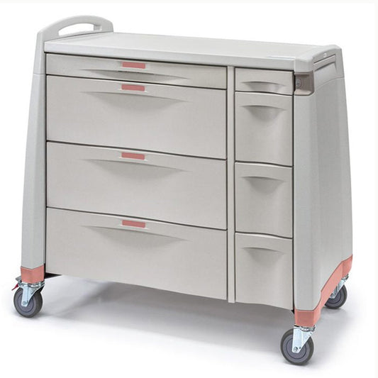 Avalo XL Punch Card Medication Cart, Series 1 with Handle, Standard Size, Core Lock - 2 Keys, Series 1  with Handle, 1-3.4" L Top Drawer, 3-10" L Card Drawers, 1-3.4 XL-S Top Drawer, 3-10 XL-S Drawers, Waste Container w/Lid, 10" Standard Narcotic Box (DROP SHIP ONLY)