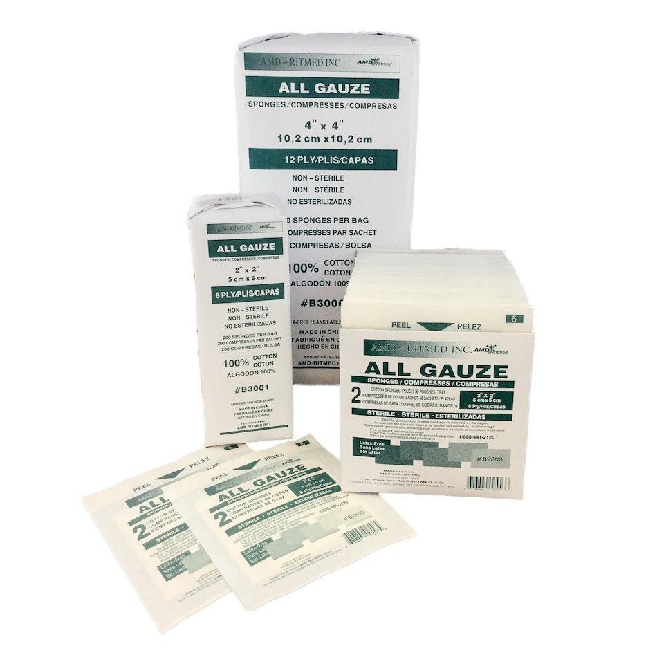 Gauze Sponge, 8" x 4", 12-Ply, Non-Sterile, 200/bg, 10 bg/cs