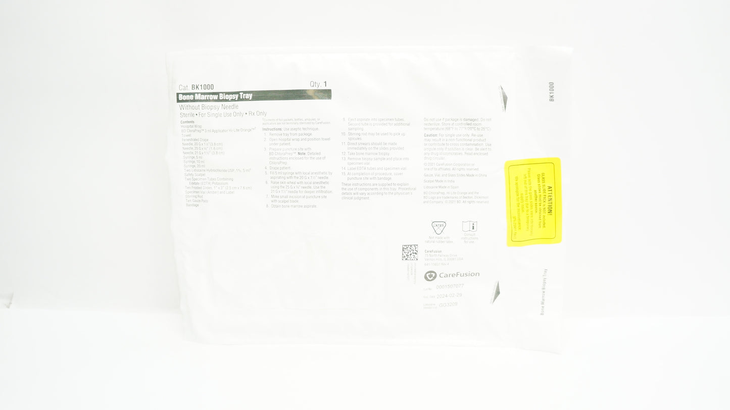 Standard Bone Marrow Biopsy Tray, No Needle Included, 10/cs (Temp Sensitive; Non-Returnable) (Continental US Only) (Drop Ship Requires Pre-Approval)