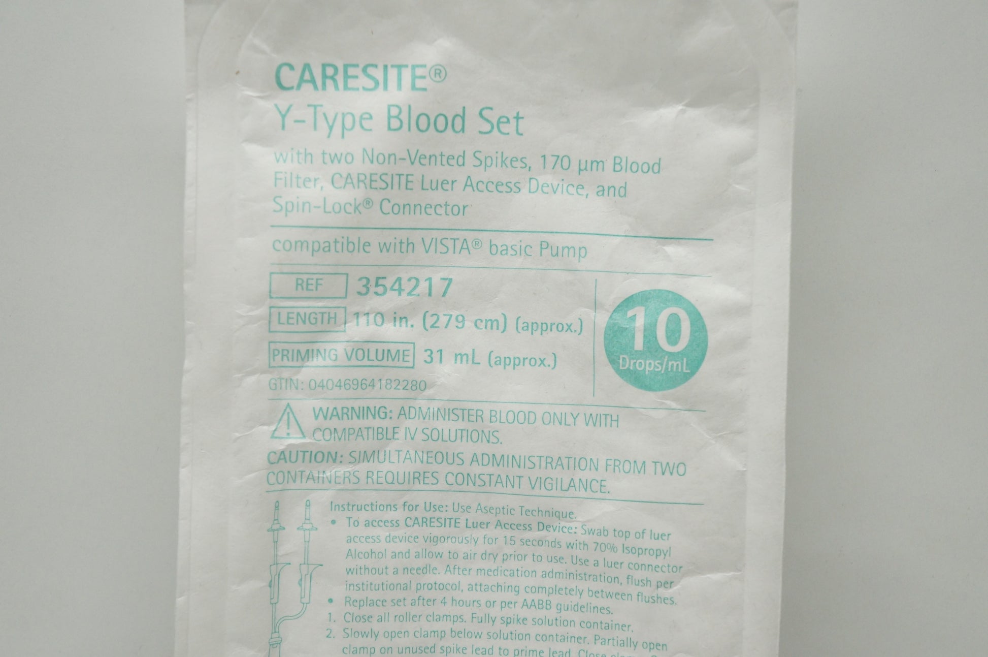 Gravity IV Admin Set, Y Set with 1 CARESITE Injection Site, 10mL, 112"L, 50/cs (Rx) (Item is Non-Returnable) (Continental US+HI Only, Excluding IN and ND) (Item is on Manufacturer allocation - Quantities may be limited when available)&nbsp;&nbsp;<Strong style="color:red">Max weekly quantity allowed: 2</Strong>