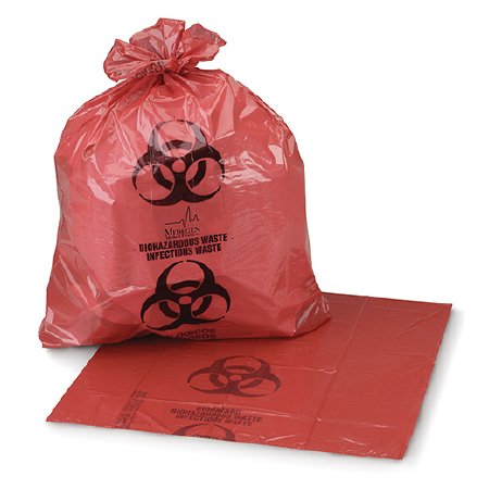 Biohazard Bag, 40" x 45", Red/ Printed, 1.2 mil, 250 rl/cs