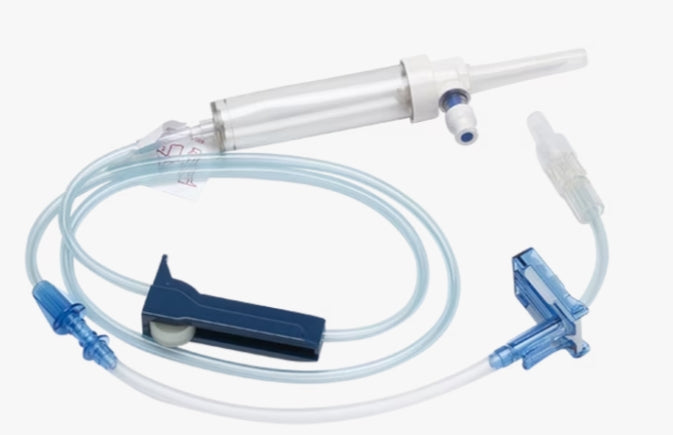 Alaris Pump Module Set, Non-Vented, Needle-Free, Valve Bag Access Port, Low Sorbing, Roller Clamp, 2-Piece Male Luer Lock, 20 Drops, 45", 14ml Fluid Path, Not Made with DEHP, Sterile, 20/cs (Continental US Only) (Drop Ship Requires Pre-Approval)