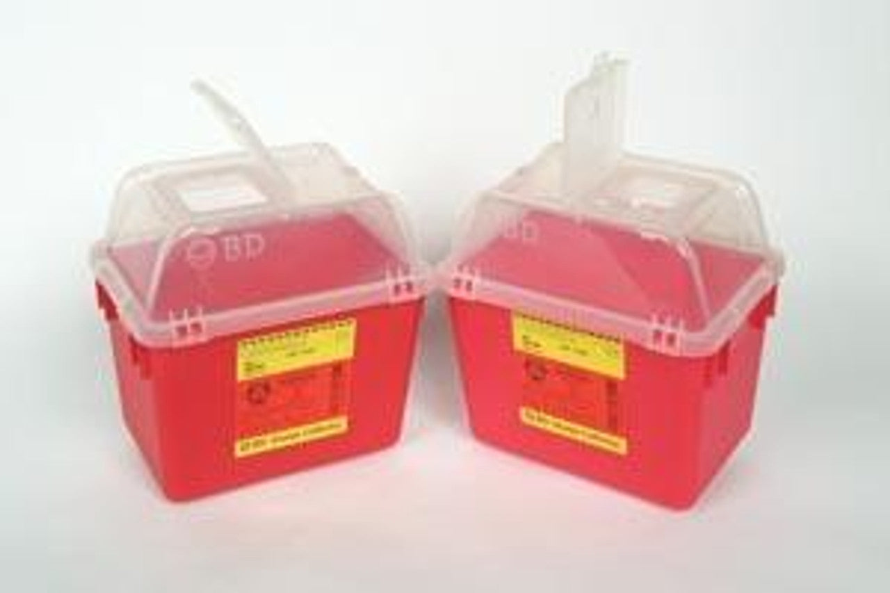 Sharps Collector, 8 Qt, Clear Top, Open Cap, Red, 24/cs (Continental US Only) (Drop Ship Requires Pre-Approval)