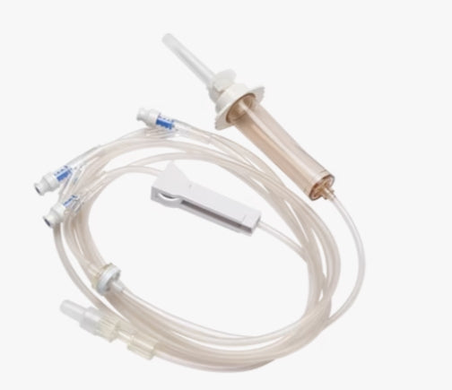 Gravity Set, Check Valve Roller Clamp, (3) SmartSite Needle-Free Valves 9", 41" and 86" from 2-Piece Male Luer Lock, 20 Drops/L, 104", 17ml PV, Sterile, 100/cs (Continental US Only) (Drop Ship Requires Pre-Approval)