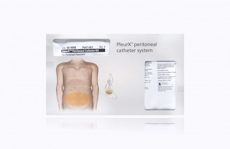 PleurX Peritoneal Catheter Kit with (4) 1000 ml Bottles, 1 kit/ea (Continental US Only) (Drop Ship Requires Pre-Approval)