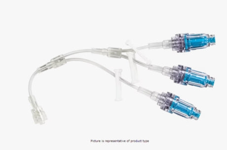 Extension Set, Trifuse, (3) Removable MaxPlus Clear Needle-Free Connectors, (3) Removable Slide Clamps, Spin Male Luer Lock, Not Made with DEHP, 7" Length, 1.5ml PV, Sterile, 50/cs (Continental US Only) (Drop Ship Requires Pre-Approval)