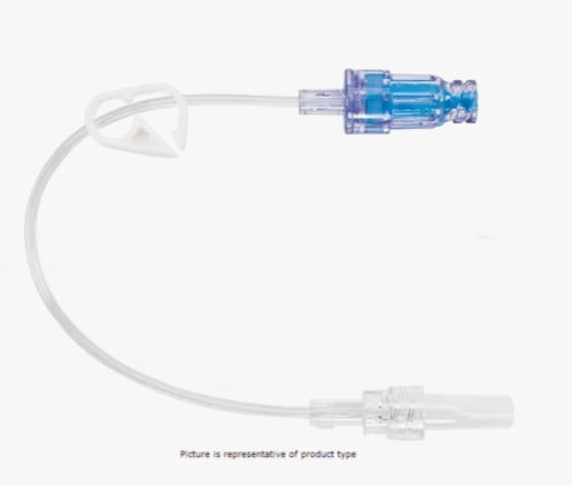 MaxZero Extension Set, Pressure Rated, Standard Bore, (1) Bonded Needle-Free Connector, Pinch Clamp, Spin Male Luer Lock, 7" Length, 0.5 ml, Not Made with DEHP, Sterile, Labeled for user with low pressure power injectors up to 325 psi and max flow rate of 10 ml/sec, 50/cs (Continental US Only) (Drop Ship Requires Pre-Approval)