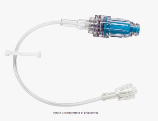 MaxZero Extension Set, Pressure Rated Standard Bore, (1) Bonded MaxZero Needle-Free Connector, Slide Clamp, Spin Male Luer Lock, 7" Length, 0.5 ml PV, Sterile, 50/cs (Continental US Only) (Drop Ship Requires Pre-Approval)