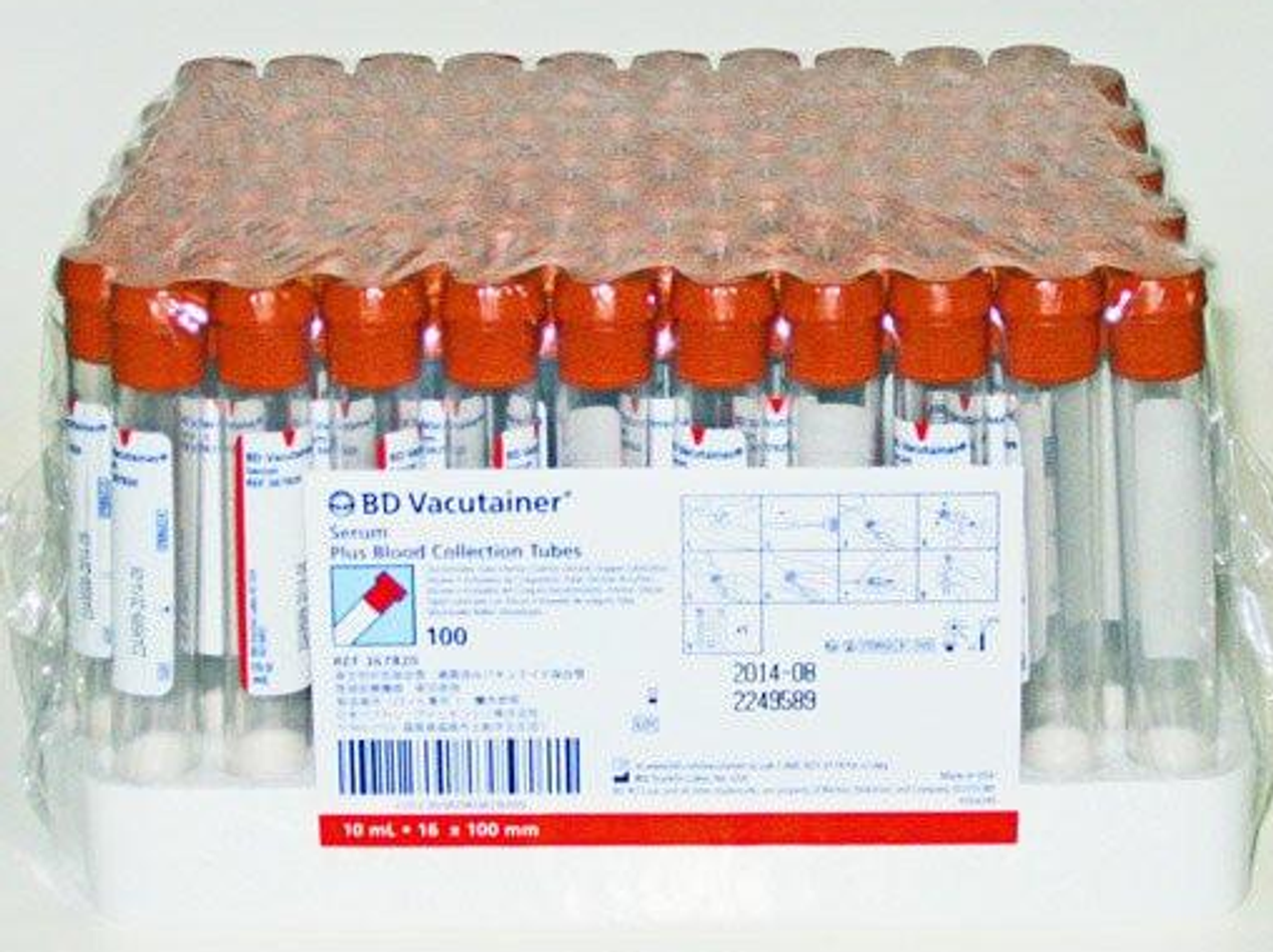 Glass Tube, Conventional Stopper, 16 x 100mm, 10.0mL, Red, Paper Label, No Additive, Silicone Coated, 100/bx