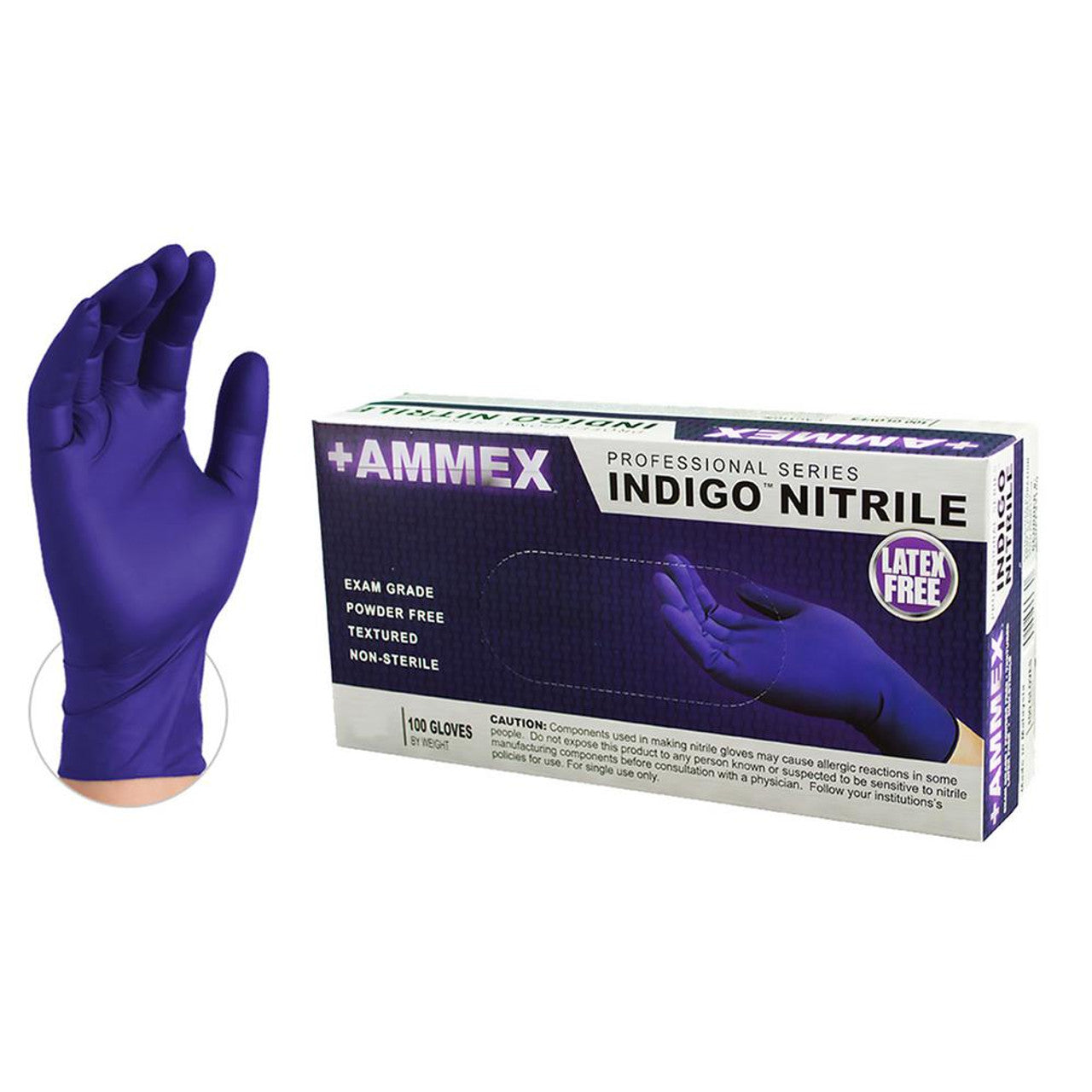 Ammex Nitrile Gloves, Large, Disposable, Exam Grade, Indigo, Powder Free, Smooth, Polymer Coated, 100/bx, 10bx/cs (Item is Short-Dated & Non-Returnable) (US Sales Only) (Products cannot be sold on Amazon.com or any other third Party sites.) (PROMO Price - Available while current supplies last) (To Be DISCONTINUED)