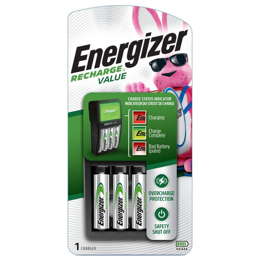Energizer Recharge Value Charger, Alkaline, 4AA, 3/cs
