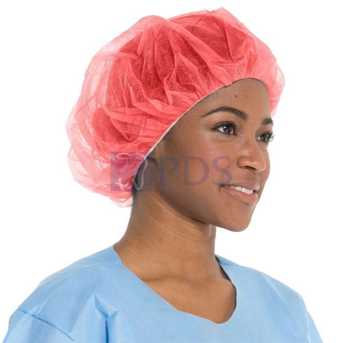 Bouffant Cap Spunbond, Red, Large, 24", 100/ctn, 5 ctn/cs (US Only)