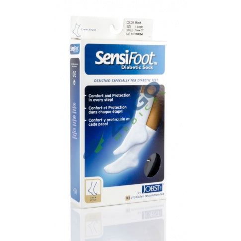 Diabetic Sock, Crew Style, Closed Toe, Black, X-Large (Continental US Only)