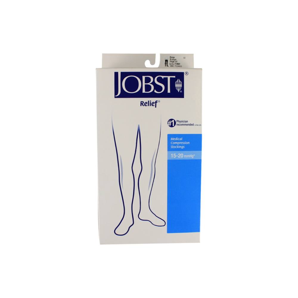 Compression Stocking, Thigh Relief, 30-40mmhg, Closed Toe, Silicone Band, Large, Black, 1/pr (Continental US Only)
