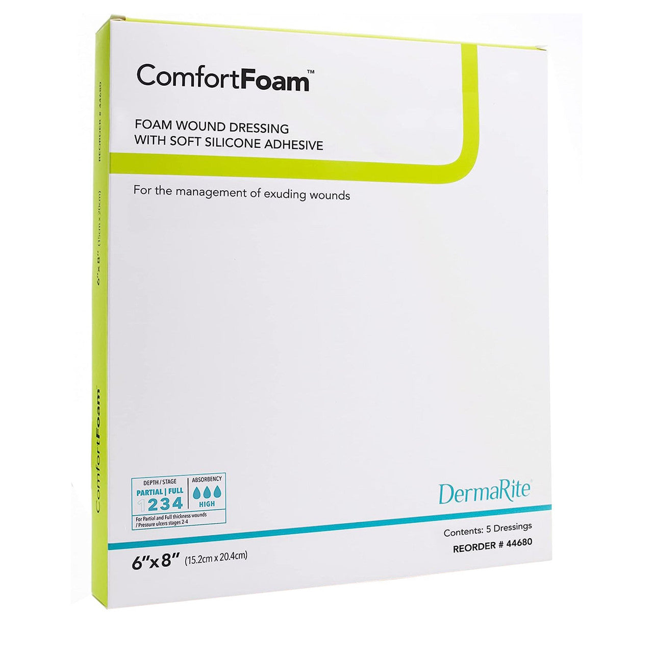 Wound Dressing with Soft Silicone Adhesive, 6" x 8", No Border, 5/bx (Products cannot be sold on Amazon.com or any other 3rd party site) (US Only)