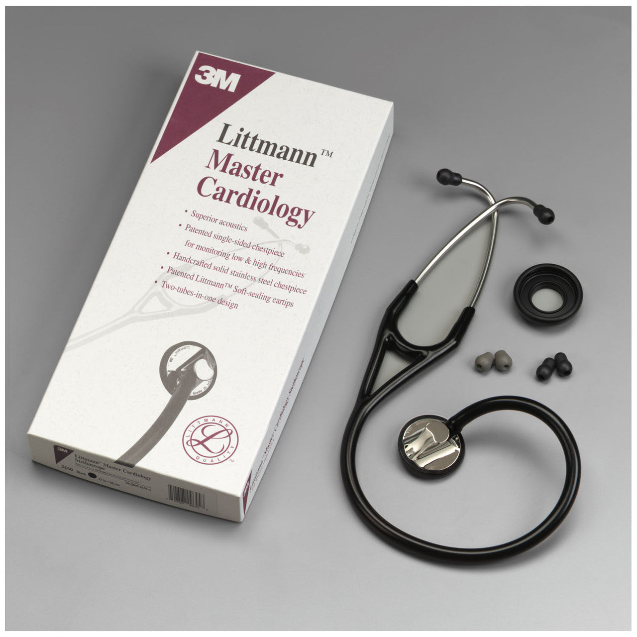Stethoscope, Standard-Finish Chestpiece, Burgundy Tube, 27", Stainless Stem and Headset (Continental US+HI Only) (Littmann items are only available for sale online by distributors authorized by 3M Littmann)