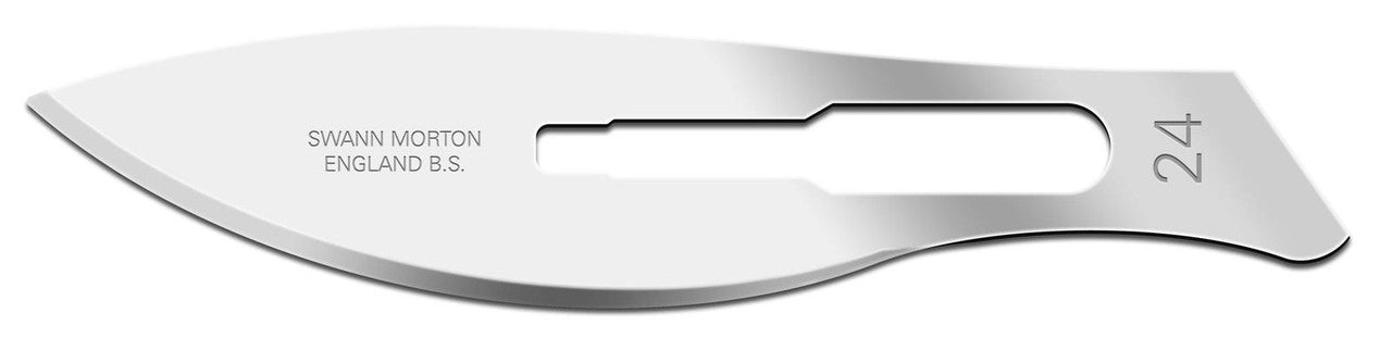 Blade, Swann Morton, Stainless Steel, Size 24, Sterile, 100/bx (DROP SHIP ONLY)