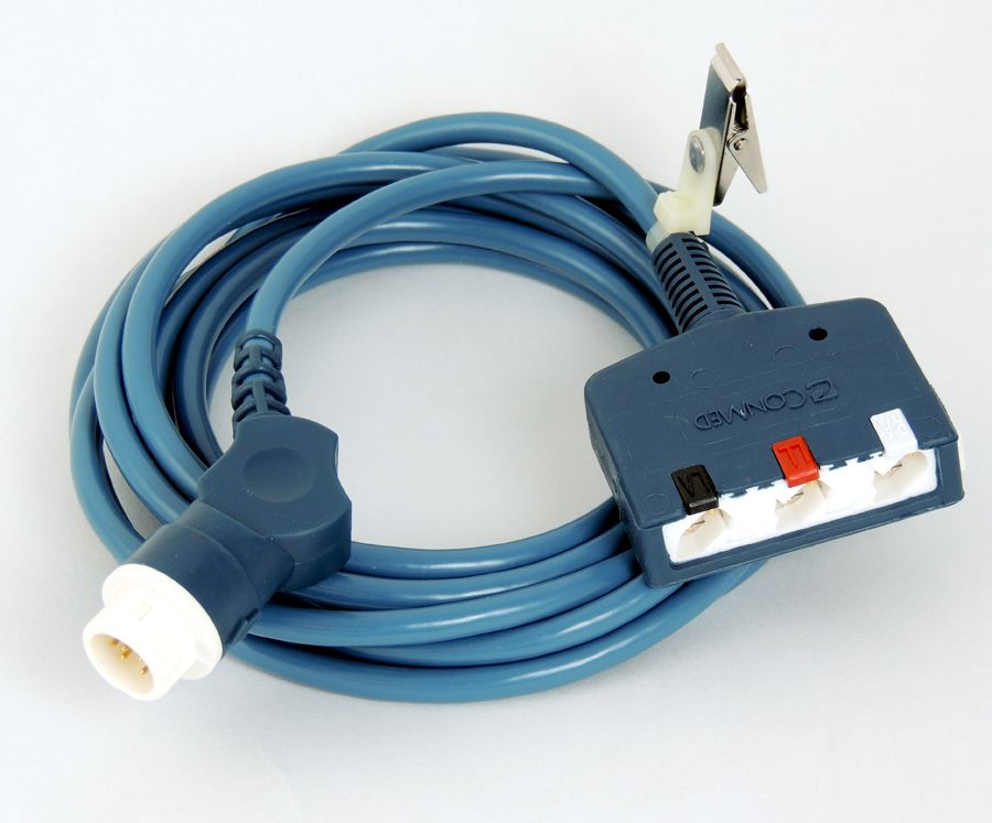 Safety Cable, 3 Lead (Lead II), Black, Red, White, Connector 52