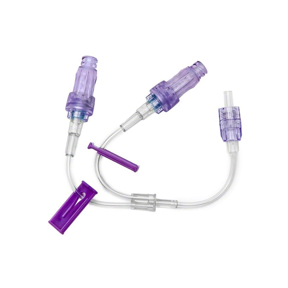 Small Bore Extension Set, 8" Bonded High Pressure, Bifurcated, Caresite Positive Displacement Needleless Connector, Sterile, 50/cs (Rx) (Item is Non-Returnable) (Continental US+HI Only, Excluding IN and ND)