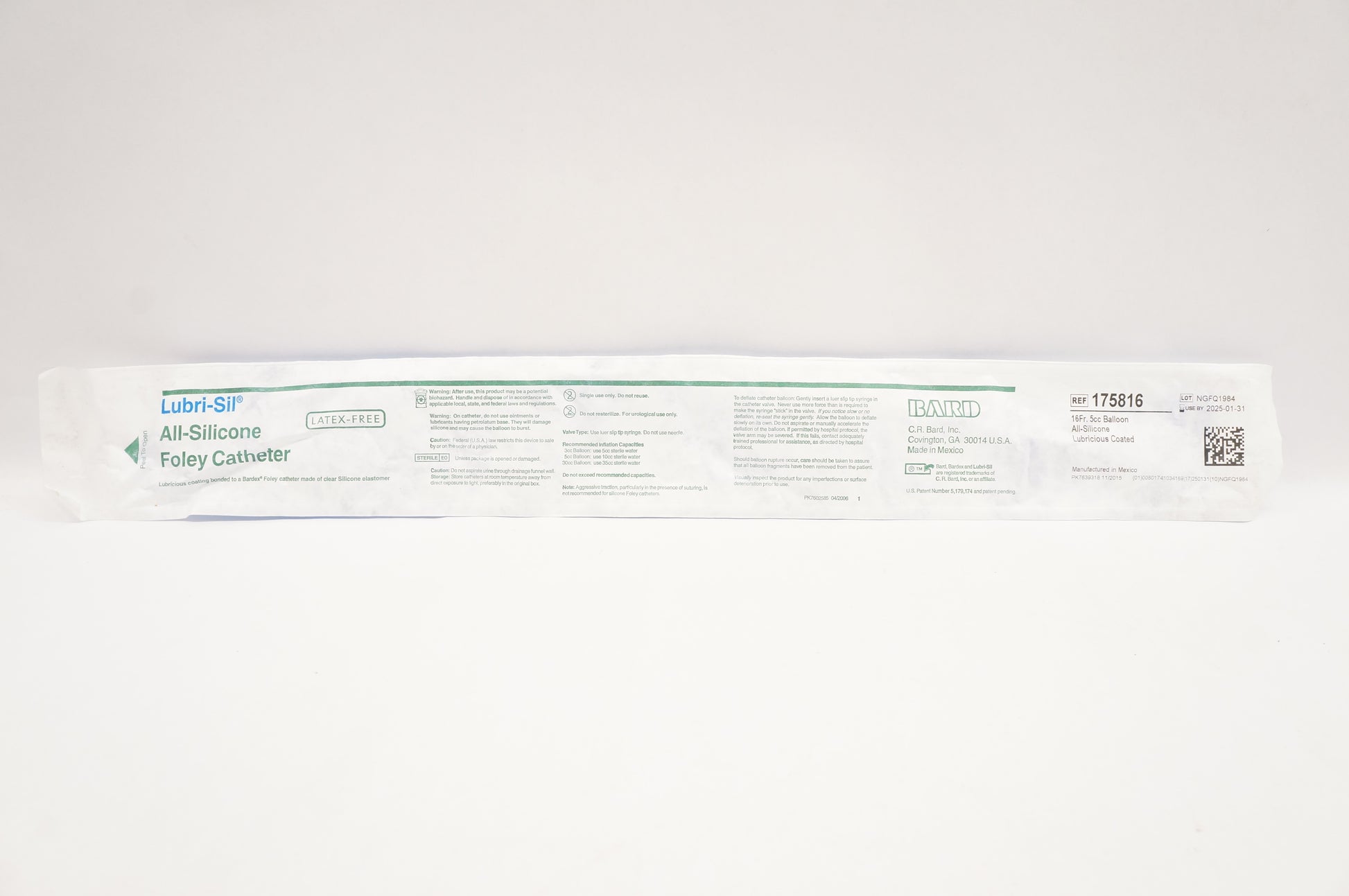 Lubri-Sil Foley Catheter, 16FR, 5cc, Slippery, 2-Way, 12/cs (US Only)