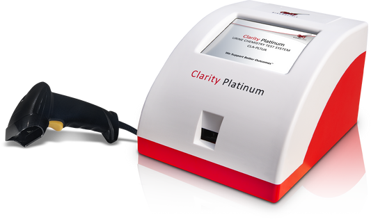 Clarity Platinum Urine Chemistry Test System, FDA Cleared, CLIA Waived, Includes: (1) Clarity Platinum Urine Analyzer, (1) Thermal Paper Roll, (1) Power Cord, (1) Bar Code Reader, (1) User's Manual, (1) QSG, 1 Year Warranty (Rx) (Made in USA) (DROP SHIP ONLY)