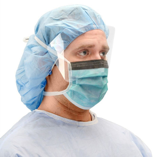Surgical Mask, Tie-On, Adhesive Anti-Fog Strip, Mediterranean Blue, 50/bx, 6 bx/cs (Continental US Only)