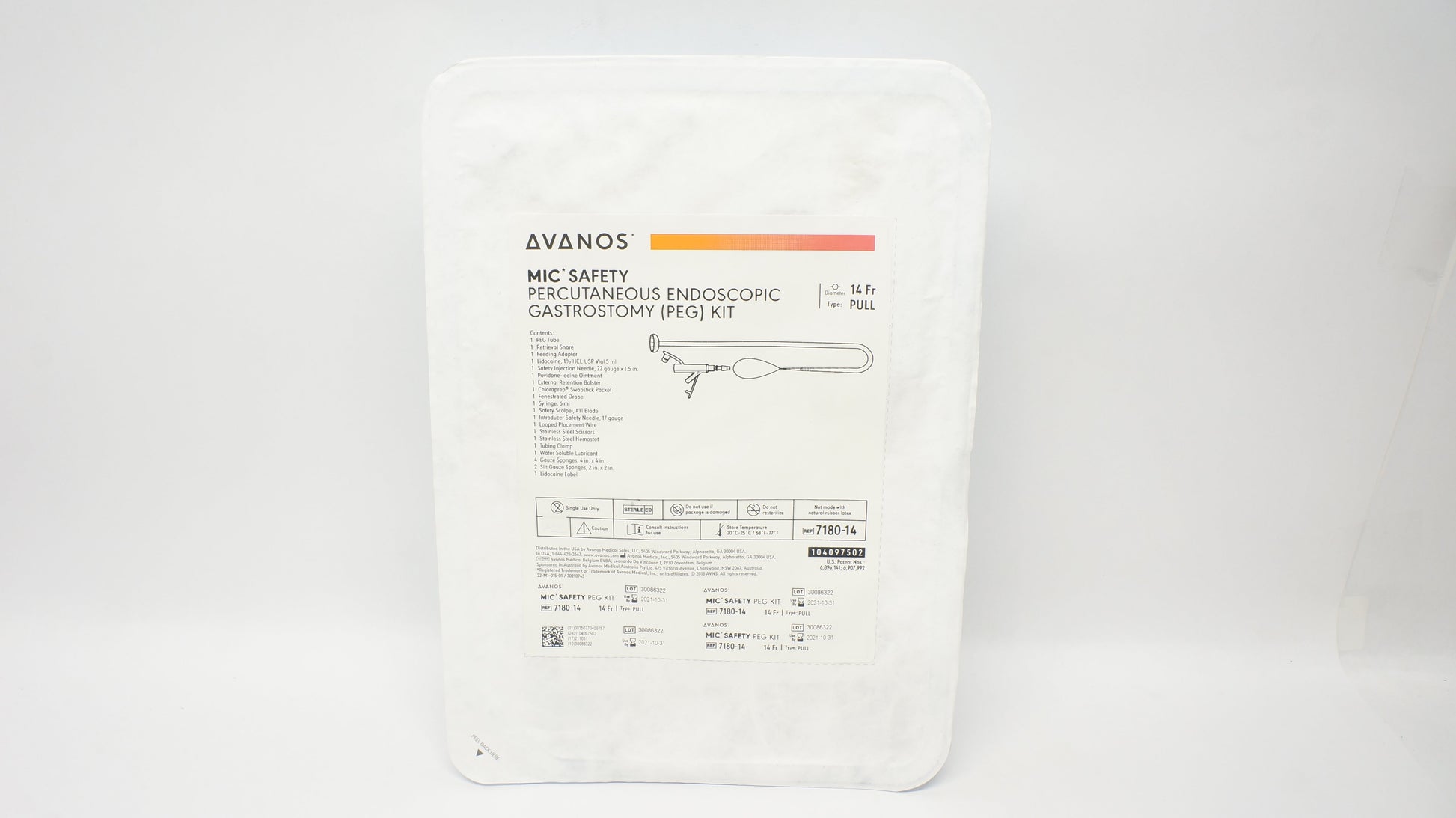 Safety Percutaneous Endoscopic Gastrostomy PEG Kit, Standard, Pull Method, 14FR, 2/cs (Rx) (Item is Non-Returnable) (US Only, Excluding IN and ND) (Authorized Distributor Sub-Agreement Required - See Manufacturer Details Page)
