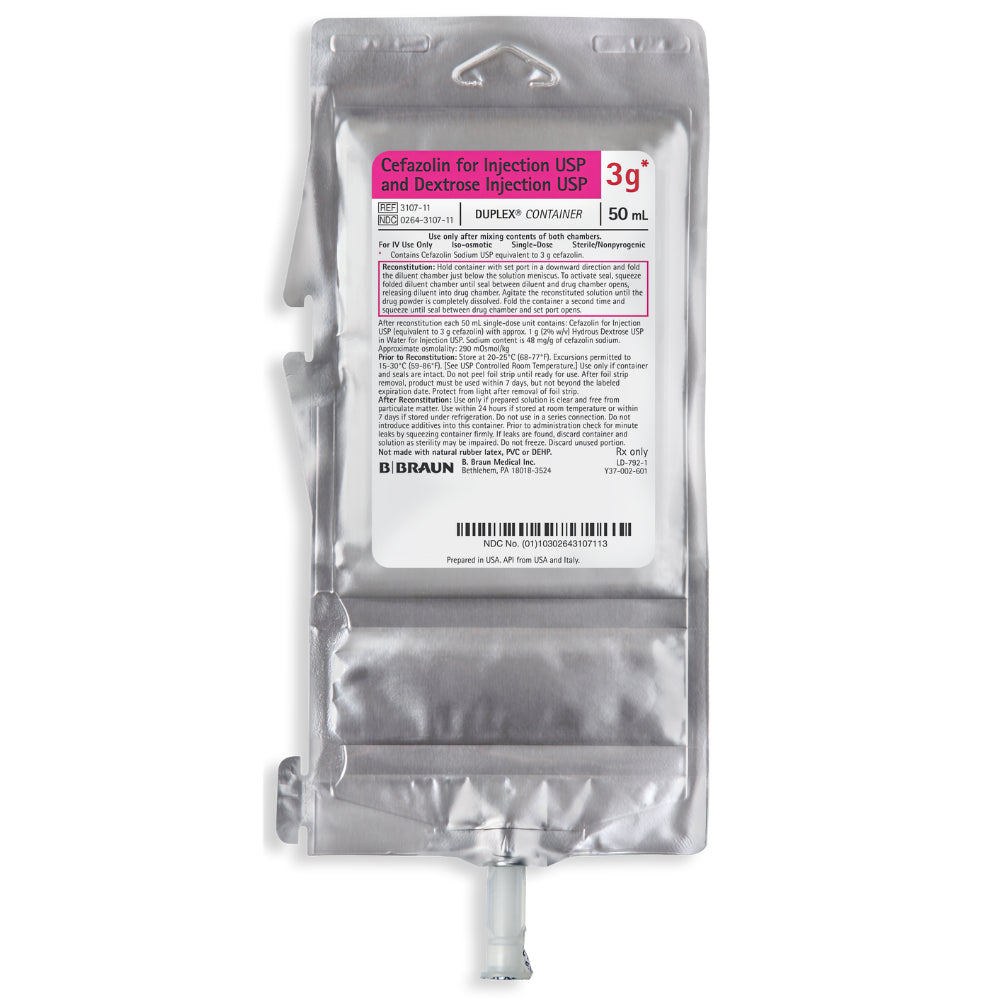 3g Cefazolin For Injection USP & Dextrose Injection USP, (Rx) (Item is Non-Returnable), 24/cs (Continental US+HI Only, Excluding IN and ND)