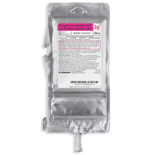 3g Cefazolin For Injection USP & Dextrose Injection USP, (Rx) (Item is Non-Returnable), 24/cs (Continental US+HI Only, Excluding IN and ND)
