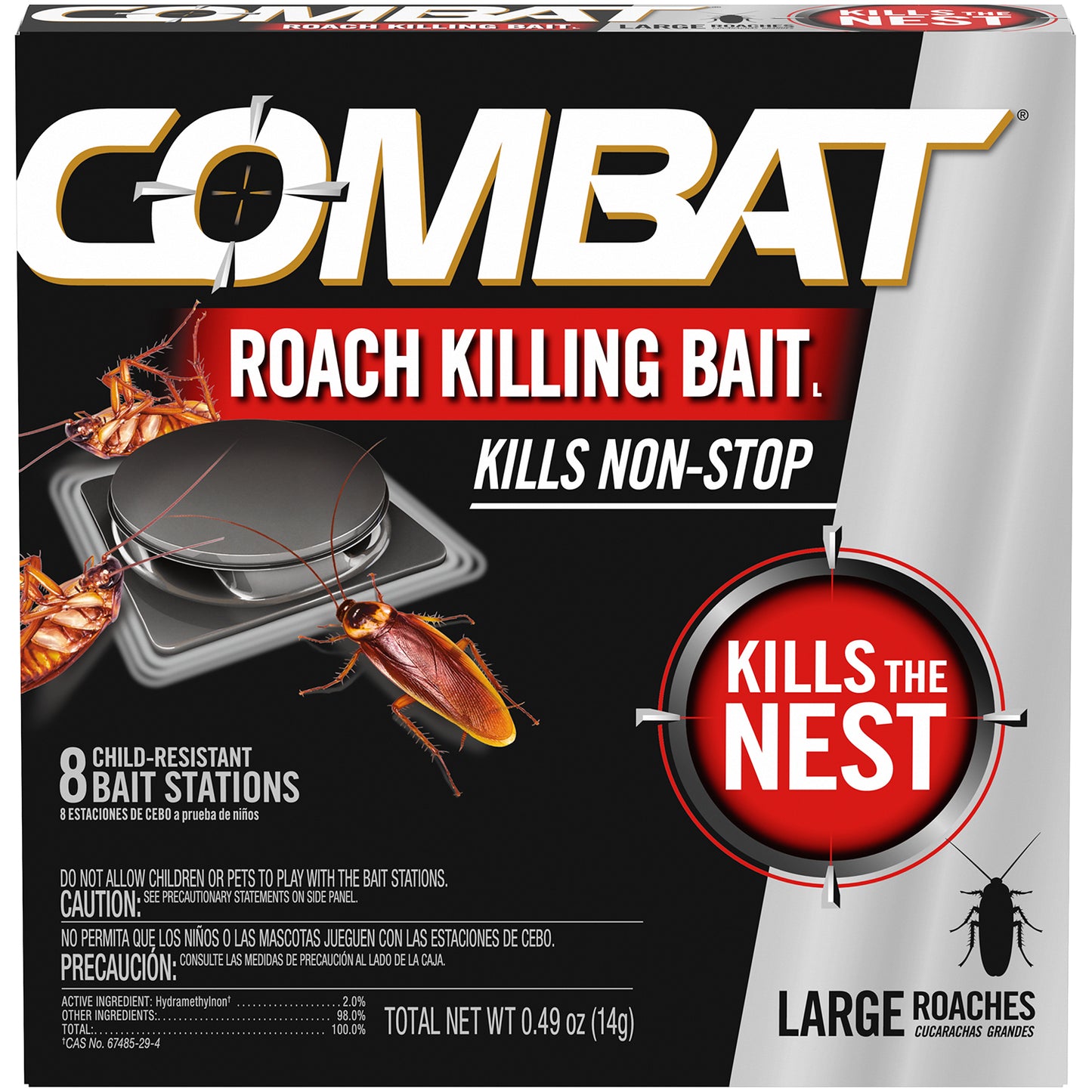 Combat Source Kill, Regular Bait, Large Roach, Open, 8/pk, 12 pk/cs