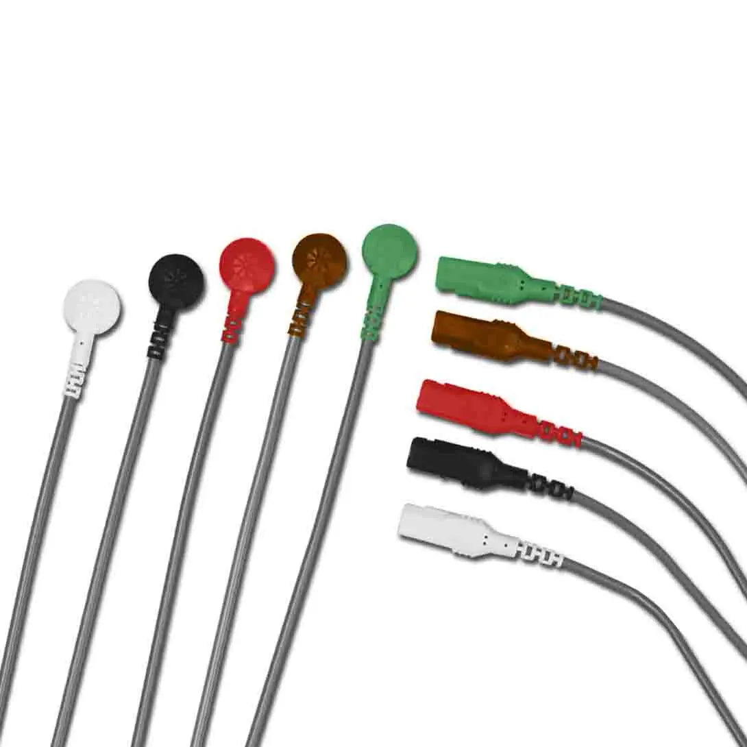 Safety Leadwires, 40" Grabber, Black, Brown, Green, Red, White, 5/pk