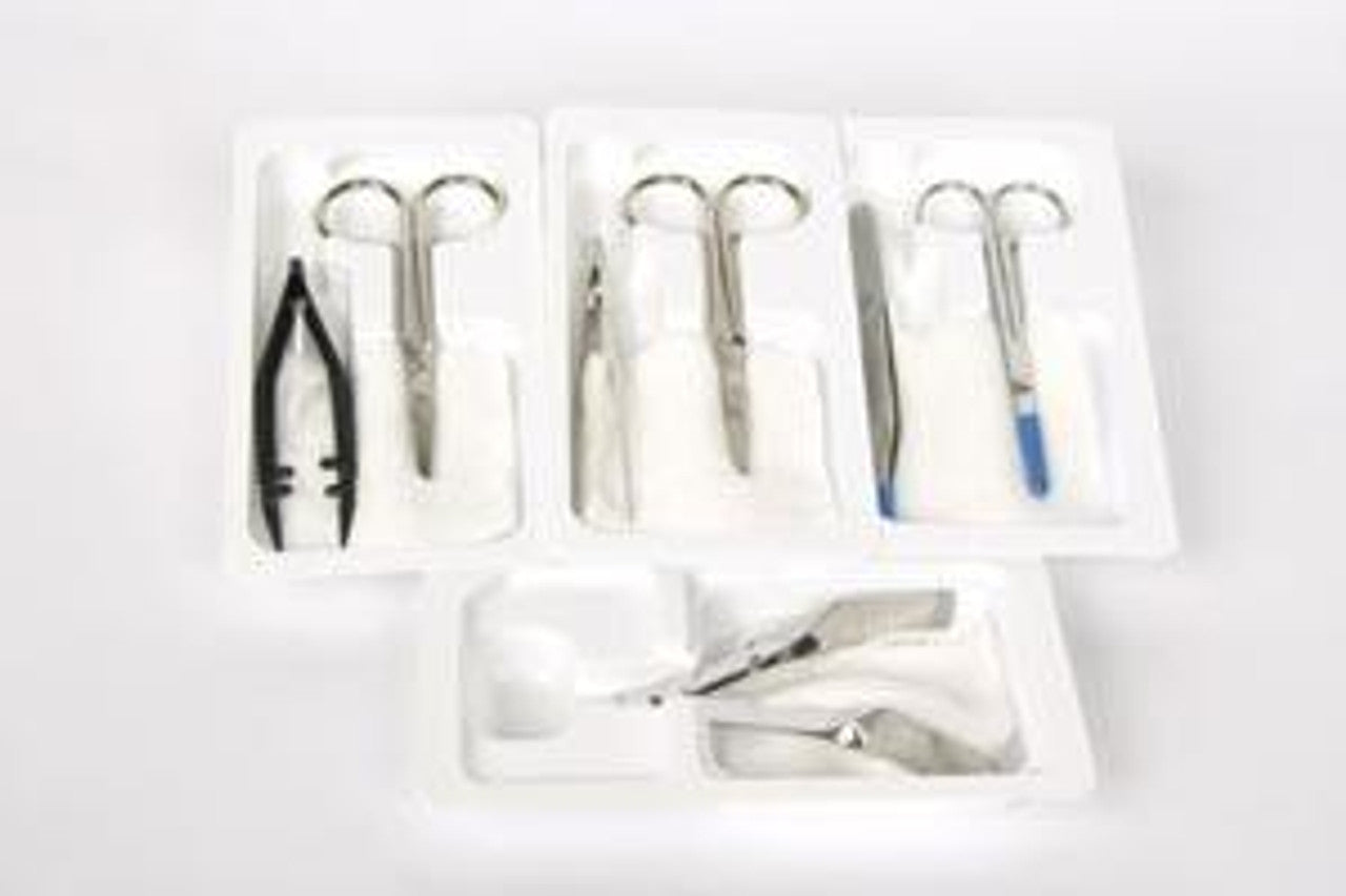 Suture Removal Kit, Littauer 4" Scissors, Forceps 4 1/2", 3" x 3" Gauze, 12-Ply, Alcohol and PVP-I Prep pads, 50/cs (Continental US Only)