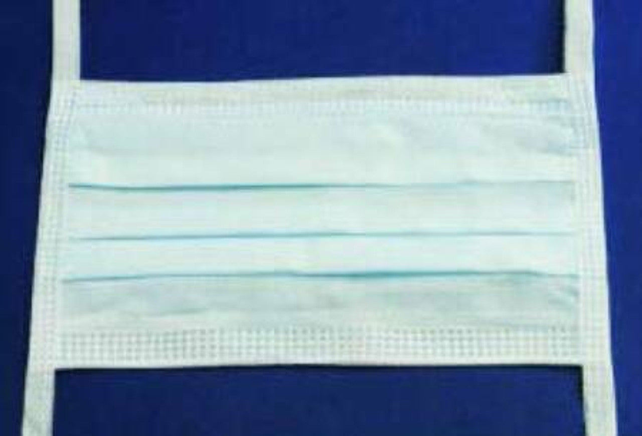 Surgical Mask, Tie-On, Pleated, Foam Anti-Fog, Integrated Eyeshield with Anti-Glare, Mediterranean Blue, 25/bx, 4 bx/cs (Continental US Only) (On Vendor Allocation - Availibility May Be Limited)