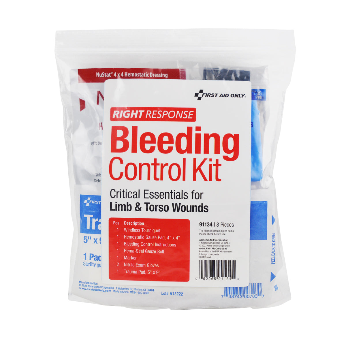 Bleeding Control Response Kit, Limb, Fabric Pouch (DROP SHIP ONLY - $150 Minimum Order)