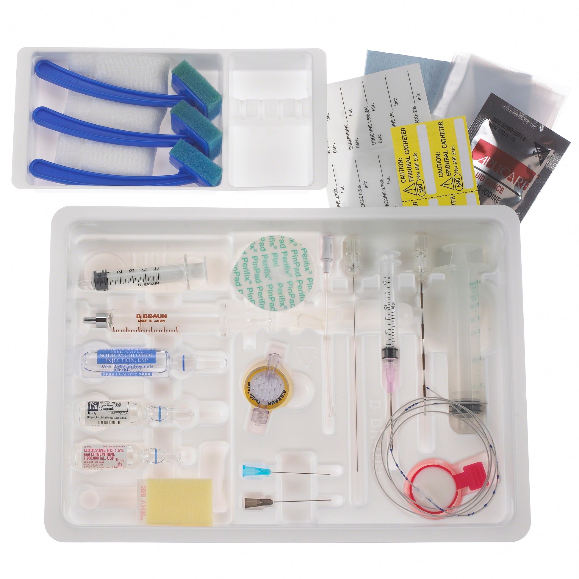 Spinal/Epidural Tray, Espocan 18G x 3_" Tuohy, PENCAN 27G x 5_" Pencil-Point Spinal Needle, PERIFIX ONE 20G Closed Tip, 5 mL Glass Luer Lock LOR, 10/cs (Rx) (Continental US+HI Only)