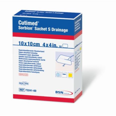 Wound Dressing Cutimed Sorbion, Sachet S Drainage Cellulose Fiber, Gel Forming Polymer, Polyethylene 4" x 4", 10/bx (Continental US Only)