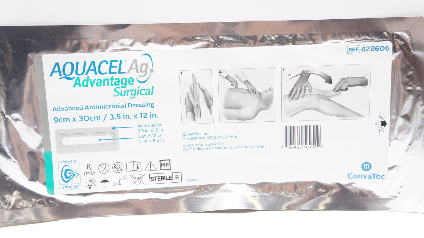Ag Advantage Surgical, Enhanced Hydrofiber with Silver, 3.5" x 12", 10/bx (Continental US Only)