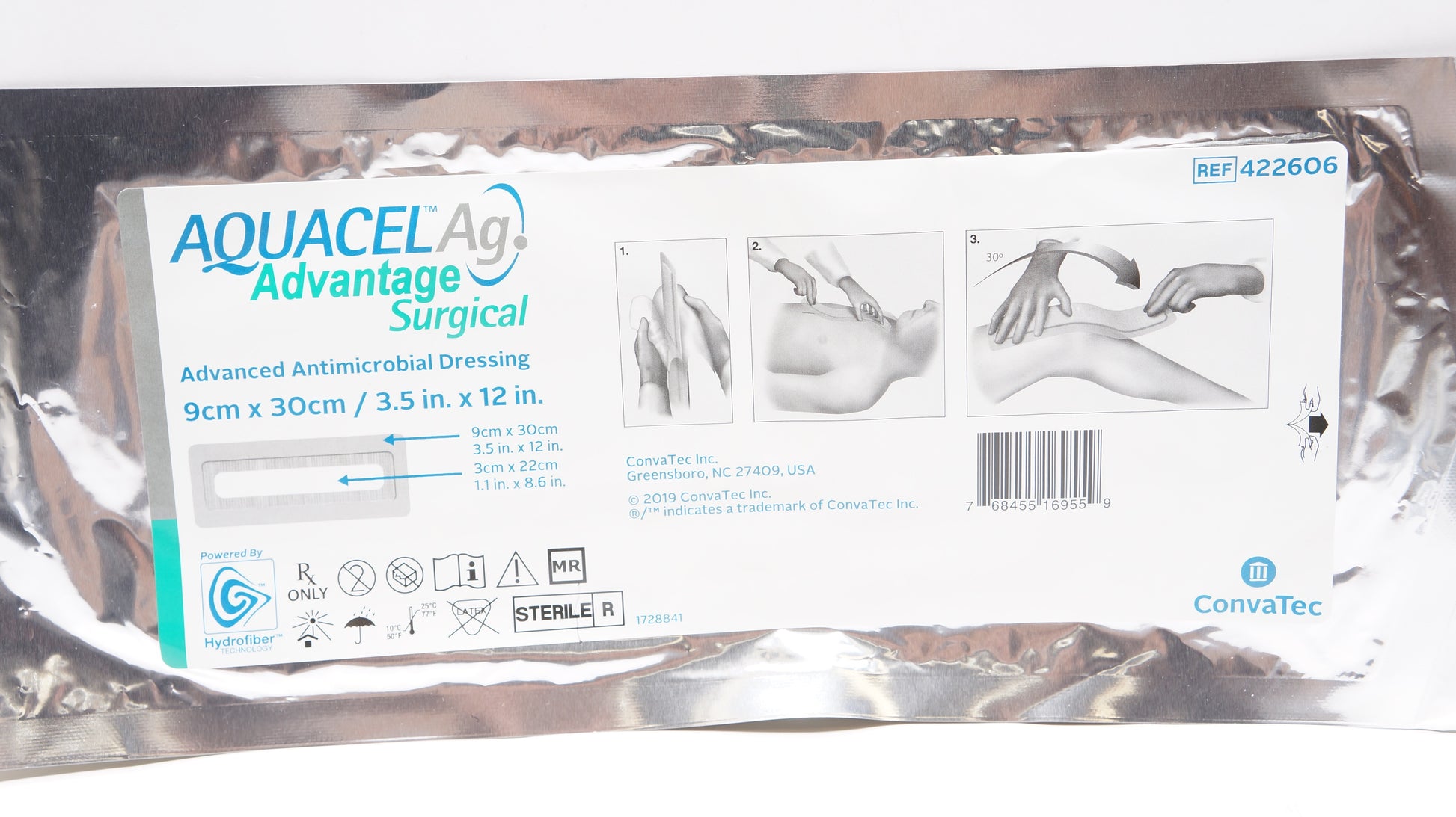 Ag Advantage Surgical, Enhanced Hydrofiber with Silver, 3.5" x 12", 10/bx (Continental US Only)